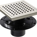 6 Inch Square Shower Drain, Stainless Steel cUPC Certified with Hair Strainer