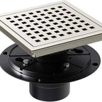 6 Inch Square Shower Drain, Stainless Steel cUPC Certified with Hair Strainer