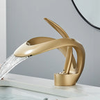 Waterfall Basin Faucet Single Handle Solid Brass