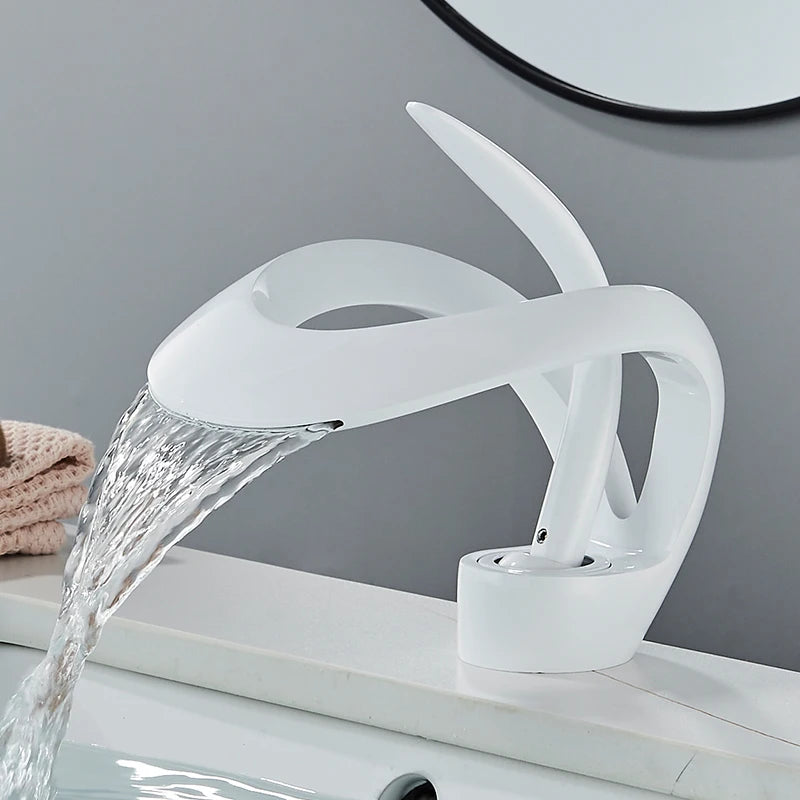 Waterfall Basin Faucet Single Handle Solid Brass