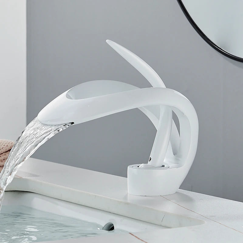 Waterfall Basin Faucet Single Handle Solid Brass