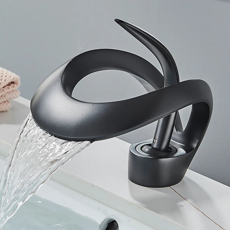 Waterfall Basin Faucet Single Handle Solid Brass
