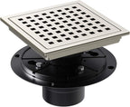 6 Inch Square Shower Drain, Stainless Steel cUPC Certified with Hair Strainer