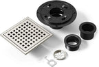 6 Inch Square Shower Drain, Stainless Steel cUPC Certified with Hair Strainer