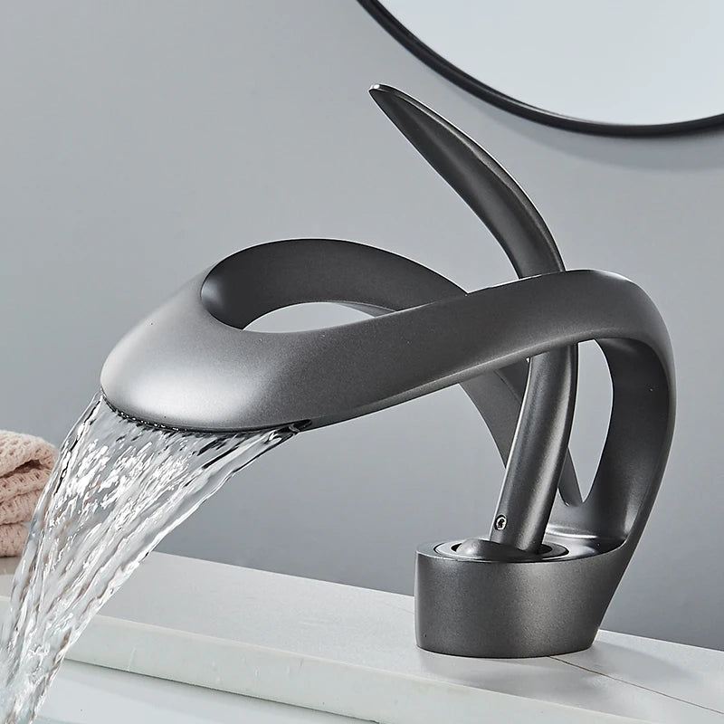 Waterfall Basin Faucet Single Handle Solid Brass