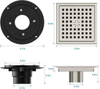 6 Inch Square Shower Drain, Stainless Steel cUPC Certified with Hair Strainer