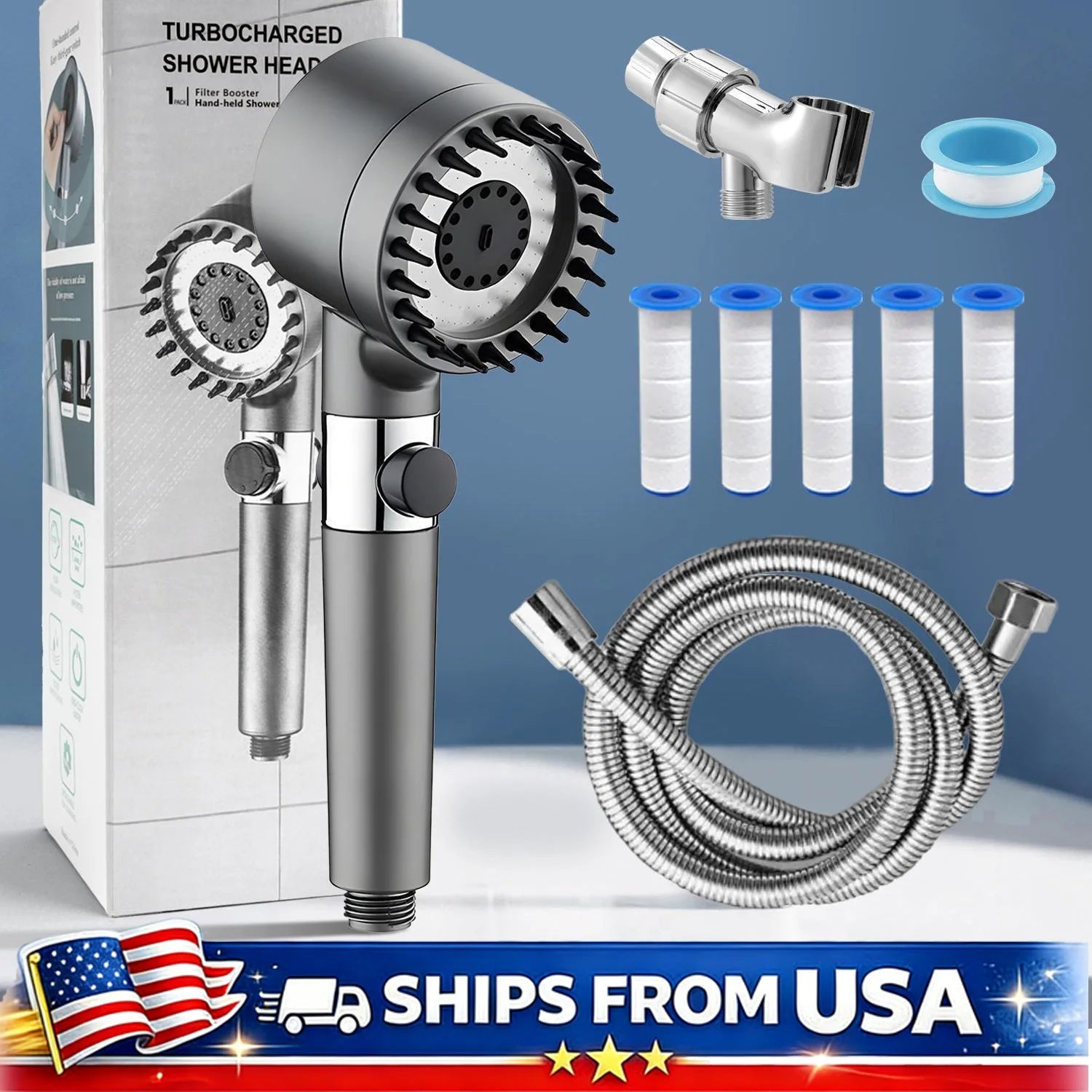 High-Pressure Filtered Shower Head with Handheld, 3 Spray Modes and 1.5 M Hose for Hard Water