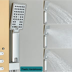 Shower Panel Column with Rainfall, Waterfall, Bidet Sprayer and LED Display, Matte Black and Gold
