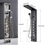 Shower Panel Column with Rainfall, Waterfall, Bidet Sprayer and LED Display, Matte Black and Gold