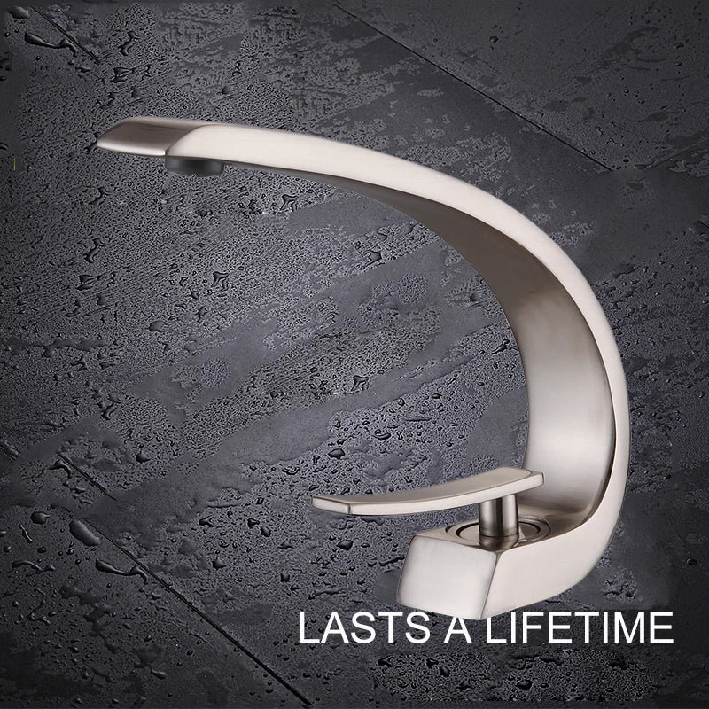Single-Hole Basin Mixer Tap, Solid Brass Deck-Mounted in Matte Black