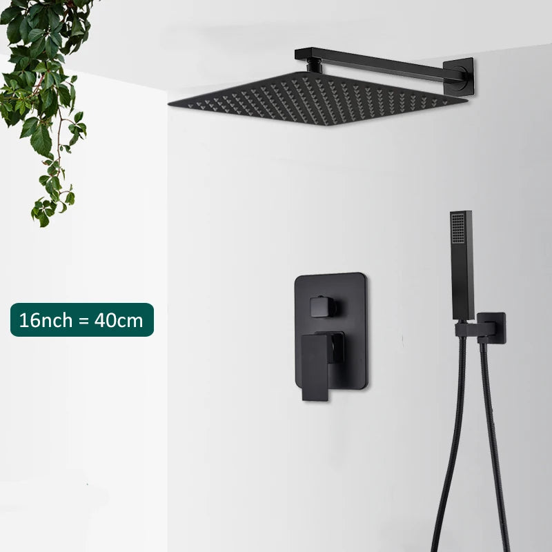 Concealed Rain and Waterfall Shower System with Tub Spout