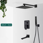 Concealed Rain and Waterfall Shower System with Tub Spout