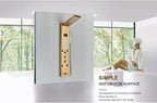 Shower Panel Column with Rainfall, Waterfall, Bidet Sprayer and LED Display, Matte Black and Gold