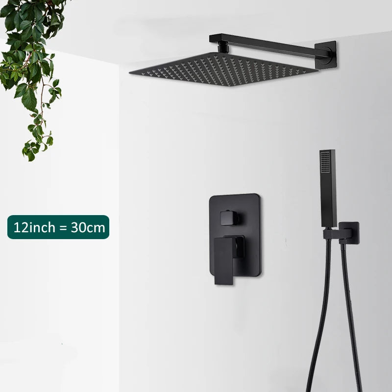 Concealed Rain and Waterfall Shower System with Tub Spout