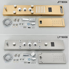 Shower Panel Column with Rainfall, Waterfall, Bidet Sprayer and LED Display, Matte Black and Gold