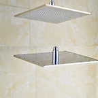 12 or 16 Inch Rainfall Shower Head with LED Color-Change Light, Solid Brass Square