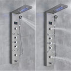 Shower Panel Column with Rainfall, Waterfall, Bidet Sprayer and LED Display, Matte Black and Gold