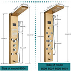 Shower Panel Column with Rainfall, Waterfall, Bidet Sprayer and LED Display, Matte Black and Gold