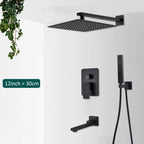 Concealed Rain and Waterfall Shower System with Tub Spout