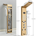 Shower Panel Column with Rainfall, Waterfall, Bidet Sprayer and LED Display, Matte Black and Gold