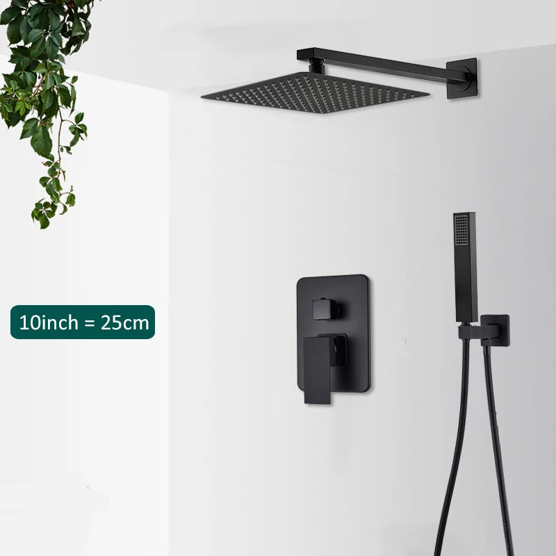 Concealed Rain and Waterfall Shower System with Tub Spout