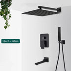 Concealed Rain and Waterfall Shower System with Tub Spout