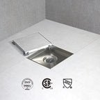 6 Inch Square Shower Drain with Tile Insert Stealth Cover, Stainless Steel