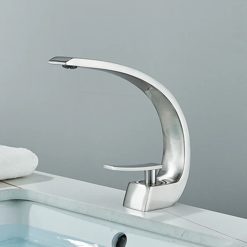 Single-Handle Brass Basin Faucet, Deck-Mounted
