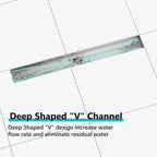 24 Inch Linear Shower Drain, Brushed Stainless Steel with Reversible Cover