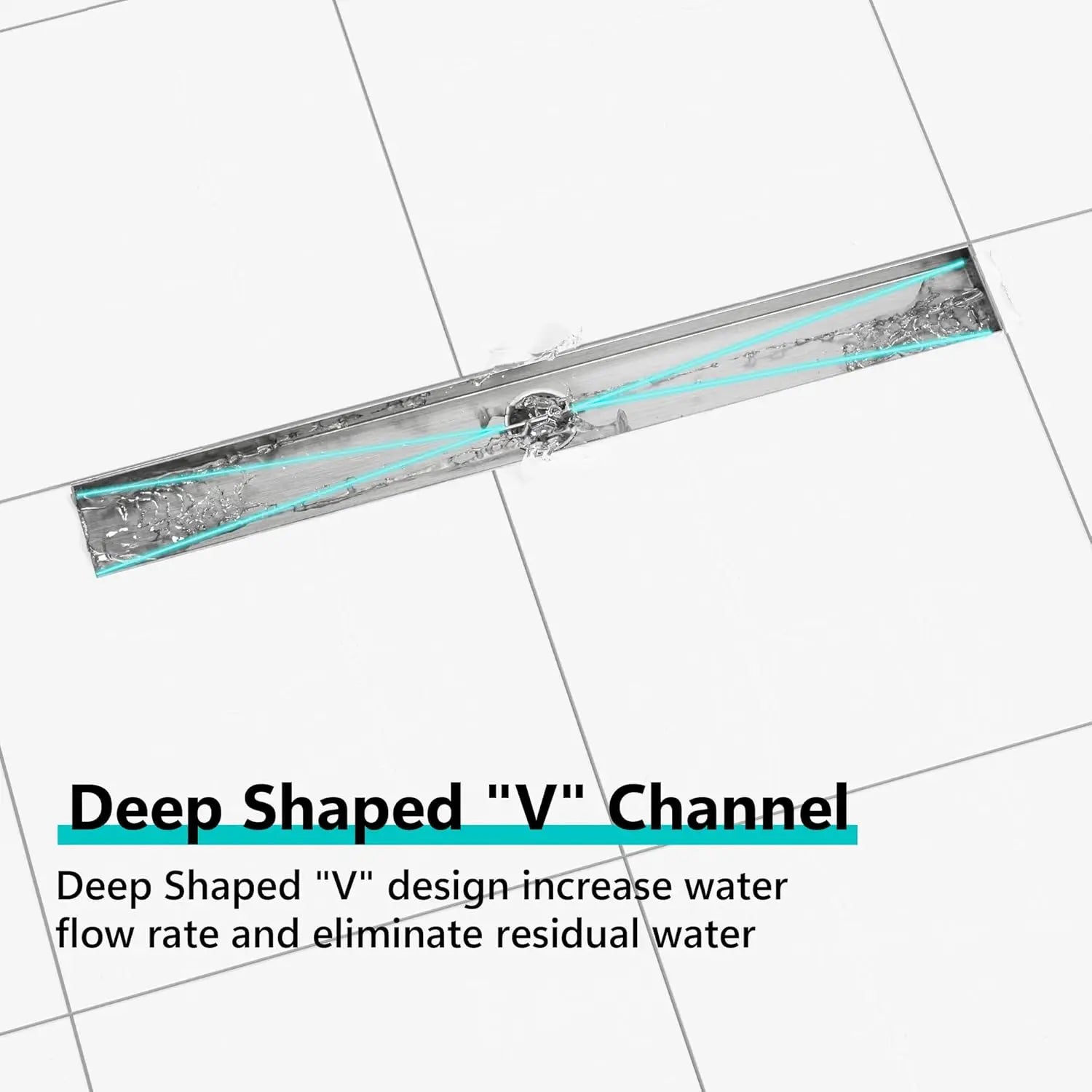 24 Inch Linear Shower Drain, Brushed Stainless Steel with Reversible Cover