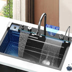 Waterfall Kitchen Sink with Digital Display, Stainless Steel