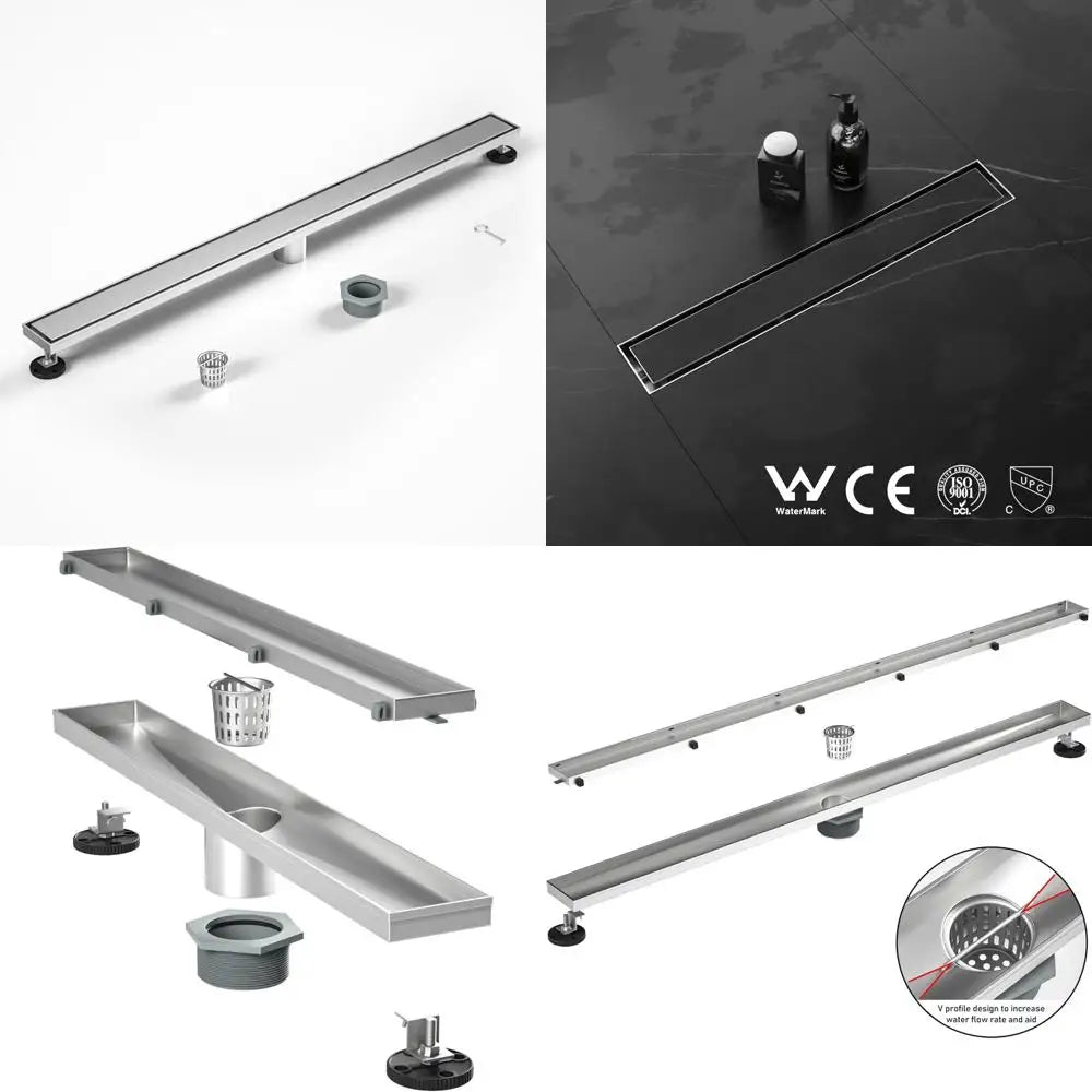 36 Inch Linear Shower Drain, 304 Stainless Steel Fast Drainage with Tile Insert and Hair Strainer
