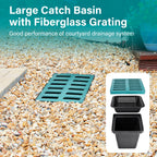 Catch Basin Drain 16.5x16.5x24 Inch with Grate and Debris Basket for Yard, Patio and Driveway