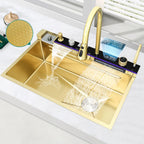 Waterfall Kitchen Sink with Digital Display, Stainless Steel