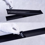 16 Inch Linear Shower Drain, Matte Black with Removable Grid, Adjustable Feet and Hair Strainer