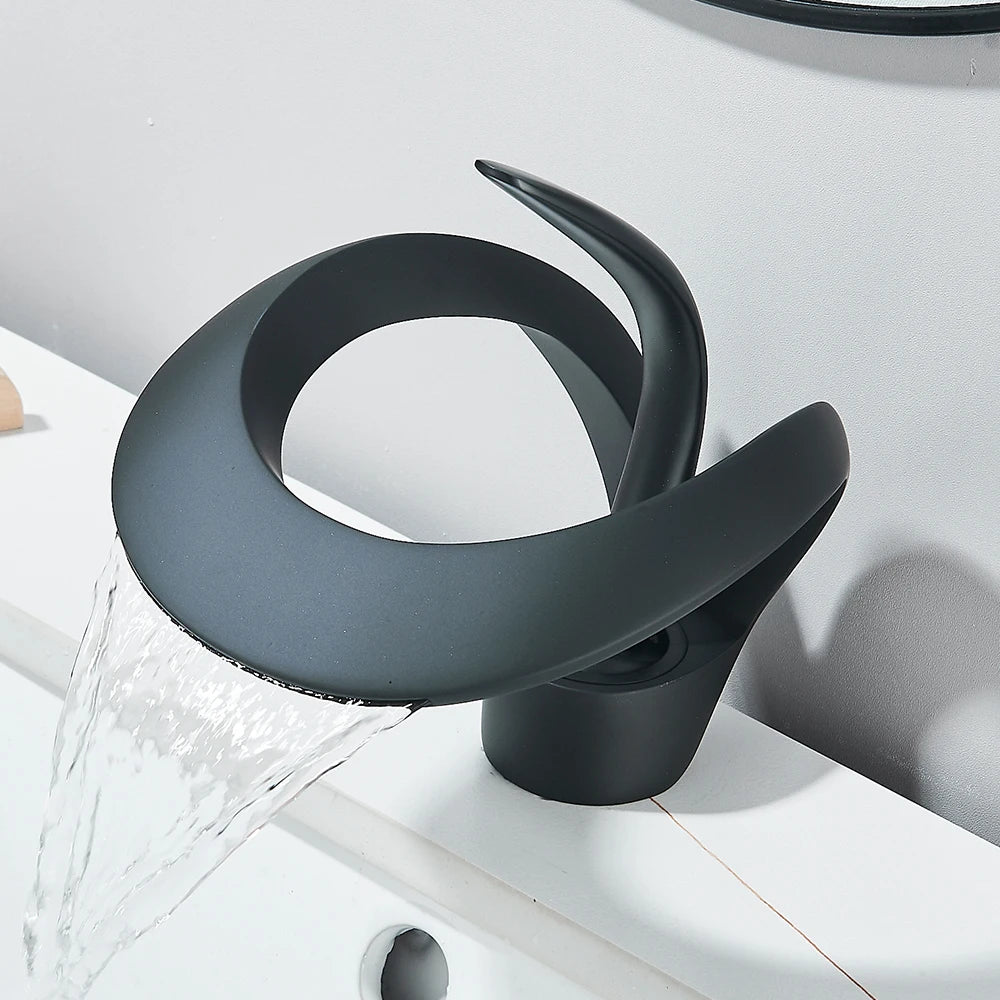 Waterfall Basin Faucet Single Handle Solid Brass