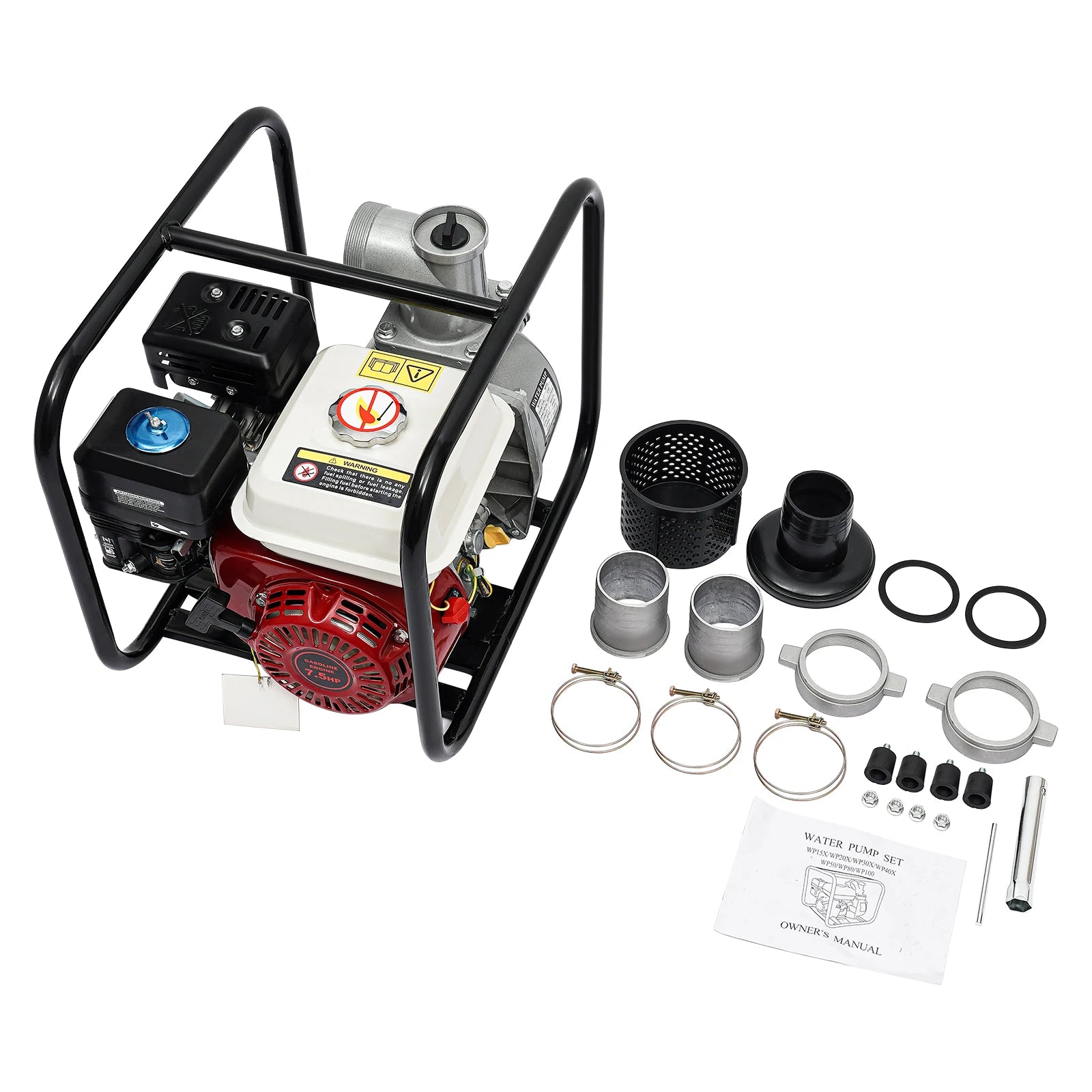 7.5 HP 4-Stroke Gasoline Water Transfer Pump, 1.18 In Suction for Farm Irrigation and Drainage