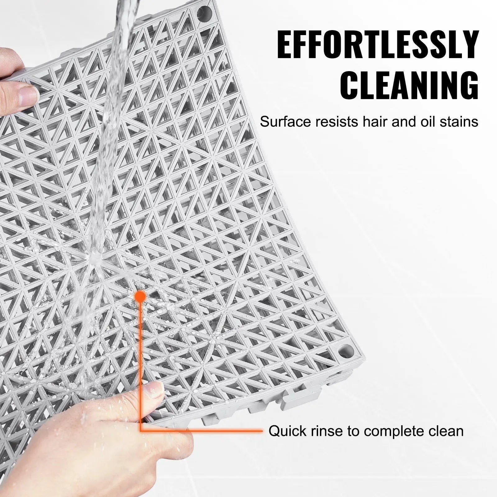 Interlocking Drainage Floor Tiles 12x12 Inch, Soft PVC Non-Slip Gray, 50-Piece Set