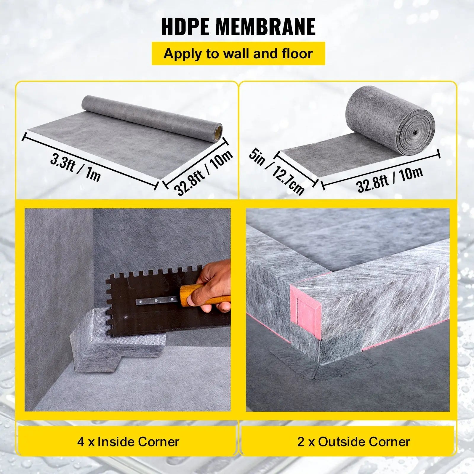 Adjustable Watertight Shower Curb 38x60 in with PVC Flange and Steel Drain Cover