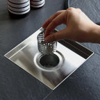 8 Inch Square Shower Drain, Brushed Nickel Wedge Wire Grate 304 Stainless Steel with Hair Strainer