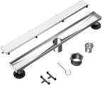 24 Inch Linear Shower Drain, Brushed Stainless Steel with Reversible Cover