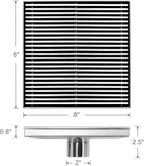 8 Inch Square Shower Drain, Brushed Nickel Wedge Wire Grate 304 Stainless Steel with Hair Strainer