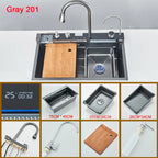 Waterfall Kitchen Sink with Digital Display, Stainless Steel
