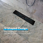 12 Inch Linear Shower Drain, Matte Black Tile Insert 304 Stainless Steel with Hair Strainer