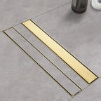 12 Inch Linear Shower Drain, Matte Black with Tile Insert Panels and Hair Strainer