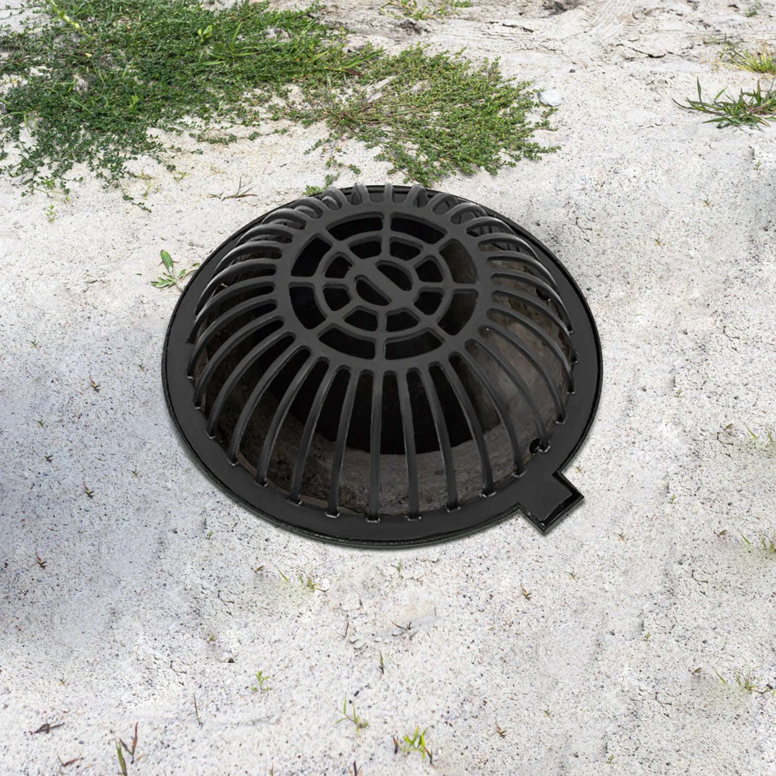 Round Dome Drainage Grate with Frame, Overflow Relief Gully for Garden, Yard and Lawn