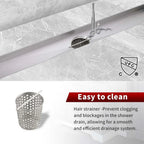 24 Inch Linear Shower Drain, Brushed Stainless Steel V-Shape Floor Drain, cUPC Certified