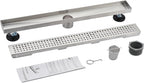 24 Inch Linear Shower Drain, Brushed Nickel Stainless Steel with Hair Catcher