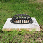 Round Dome Drainage Grate with Frame, Overflow Relief Gully for Garden, Yard and Lawn