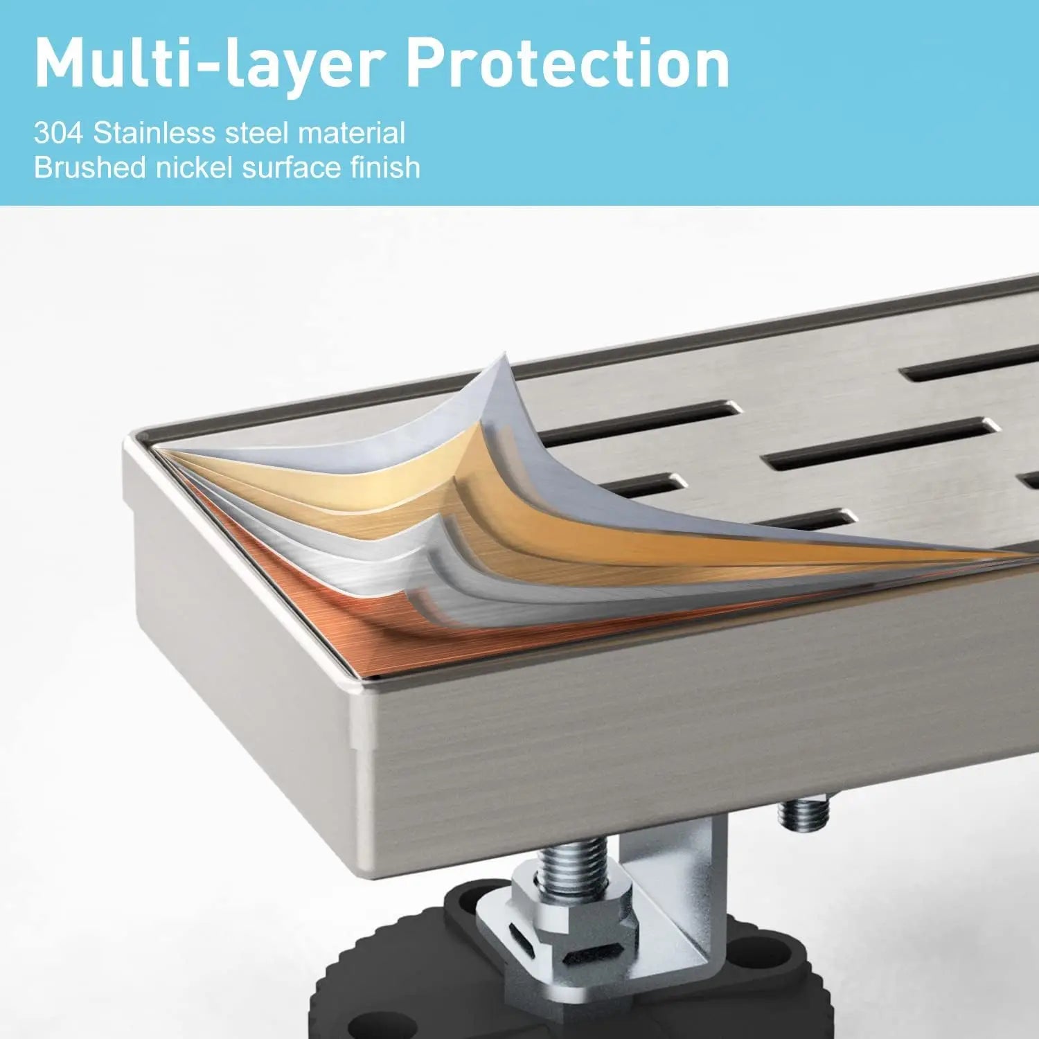 28 Inch Linear Shower Drain with Base, cUPC Certified 304 Stainless Steel with Removable Cover and Hair Strainer